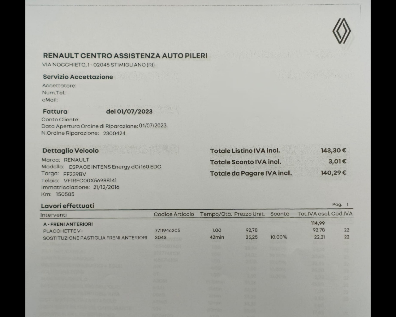 Foto RENAULT Espace 1.6 dci energy Intens 160cv 7p.ti edc 4control