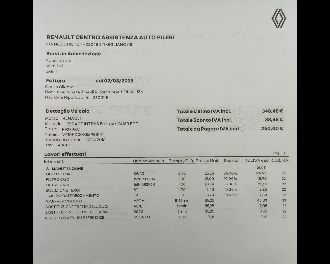 Foto RENAULT Espace 1.6 dci energy Intens 160cv 7p.ti edc 4control