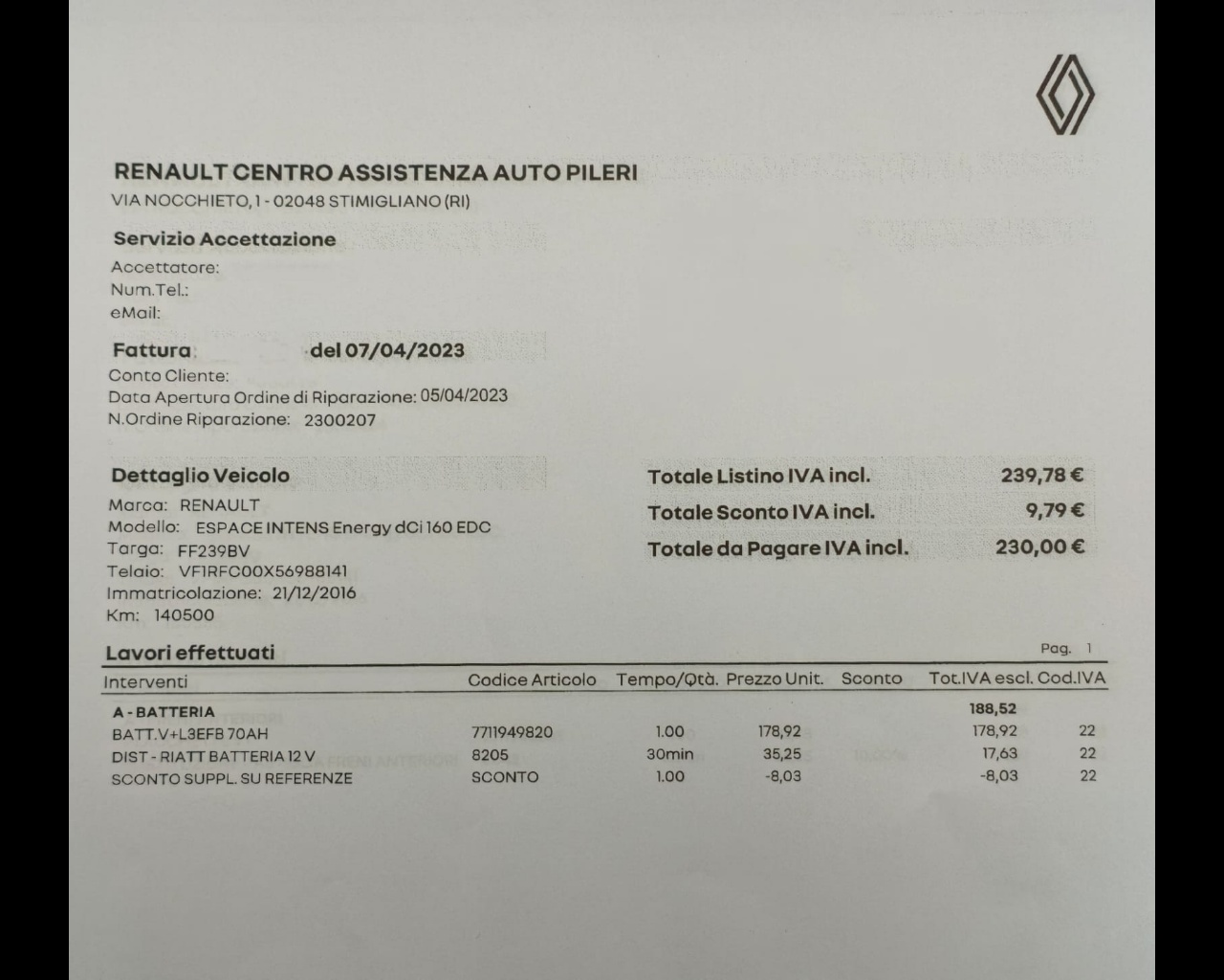 Foto RENAULT Espace 1.6 dci energy Intens 160cv 7p.ti edc 4control