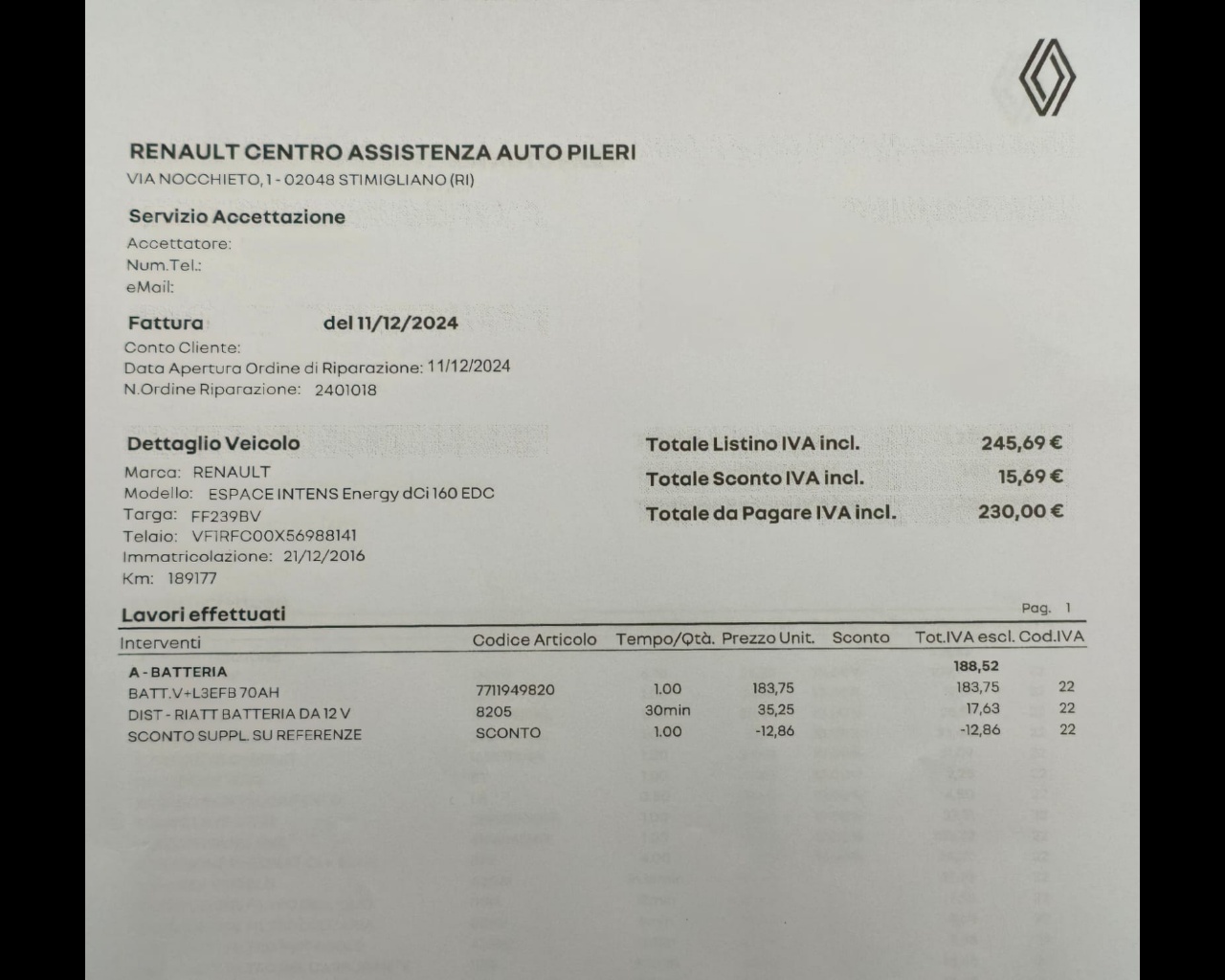 Foto RENAULT Espace 1.6 dci energy Intens 160cv 7p.ti edc 4control